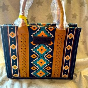 Selling new with tags wrangler purse blue turquoise yellow mustard color